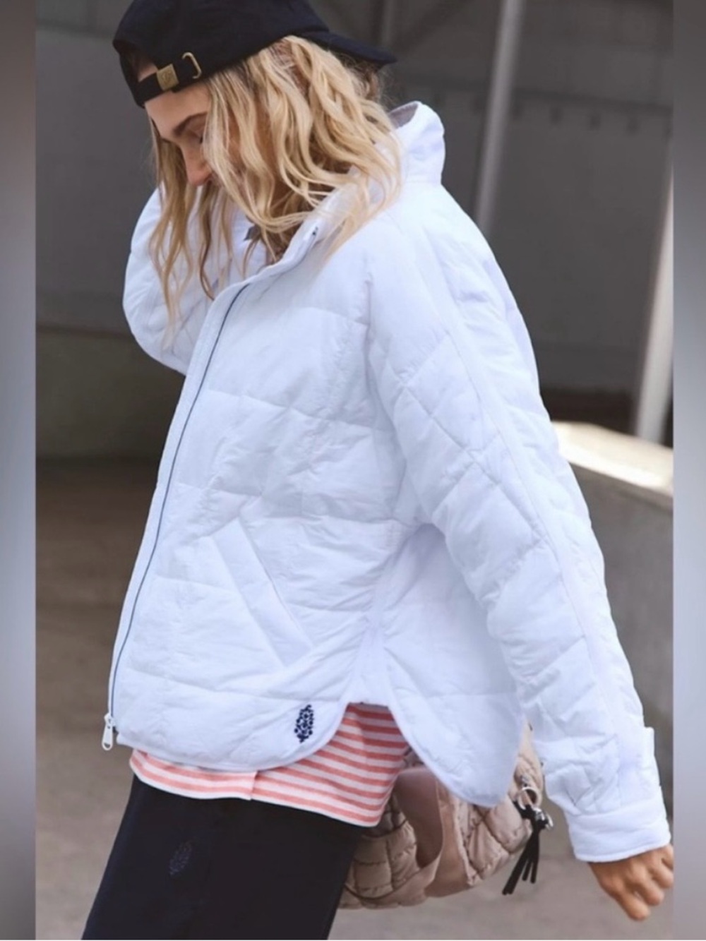 Free People White Quilted Puffer Jacket